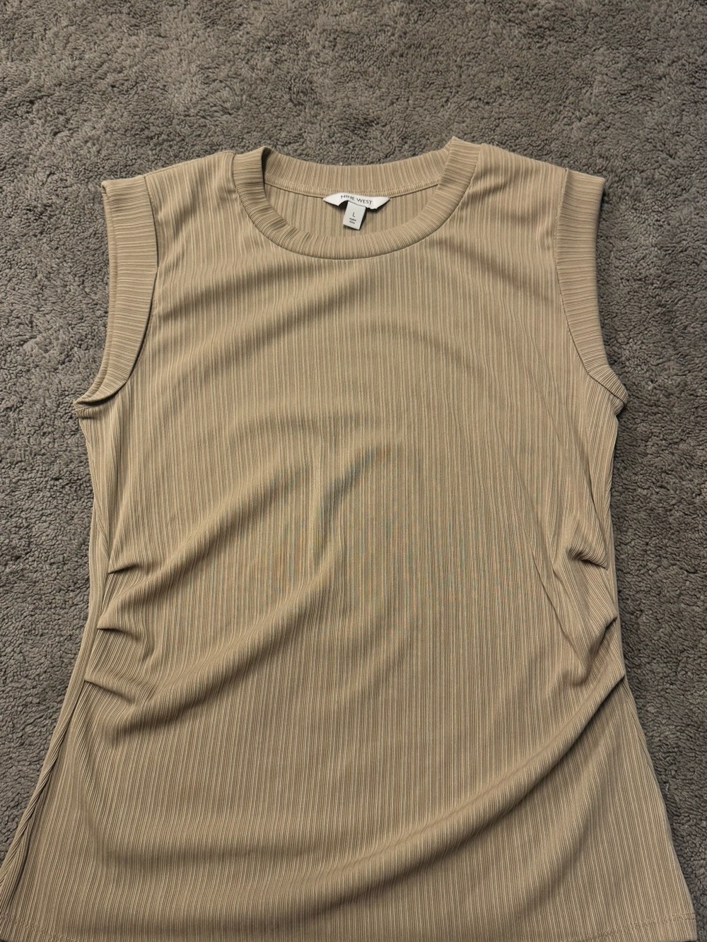 Nine West Sleeveless Ribbed Tank Top - Taupe